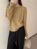 Women Knitted Pullover Hollow round Neck Long Sleeve Sweater