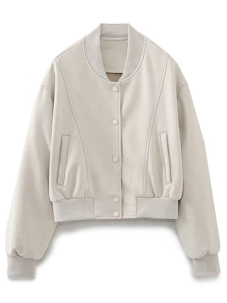 Women Jacket Flight Jacket Baseball Uniform Coat Autumn Loose Casual Jacket