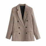 Women Suits Plaid Double Breasted Blazer Women Spring and Autumn Top