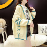Women Knitwear Fall/Winter Hooded Sweater Coat Loose Knitted Cardigan