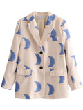 Women's Suits Graffiti Printing Loose Suit Jacket Women's Casual Suit