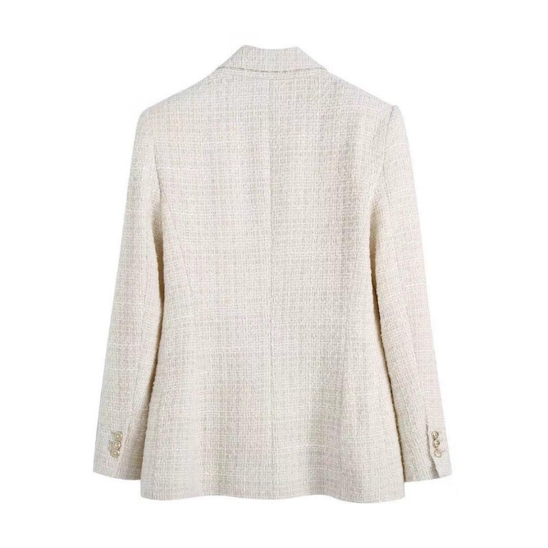 Women's Suits Spring Urban Casual Women's Textured Double Breasted Blazer