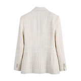 Women's Suits Spring Urban Casual Women's Textured Double Breasted Blazer