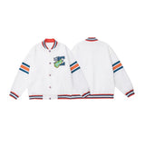 Unisex Jacket Spring and Autumn Embroidered Casual Jacket Men's and Women's Couple's Tops White Baseball Jacket