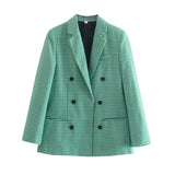 Women Suits Plaid Double Breasted Blazer Women Spring and Autumn Top