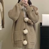 Women Knitwear Autumn and Winter Sweater Coat Loose Knitted Cardigan