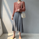 Women Knitted Skirt Autumn and Winter Knitting Skirt Pleated Skirt