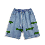 Men Jeans Flocking Denim Shorts Men's Summer Casual Cropped Pants