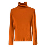 Women T Shirt Autumn Slim Fit Half Turtleneck Bottoming Shirt