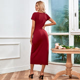 Women Dress Sexy Slim Fit Slit Knitted Midi Dress