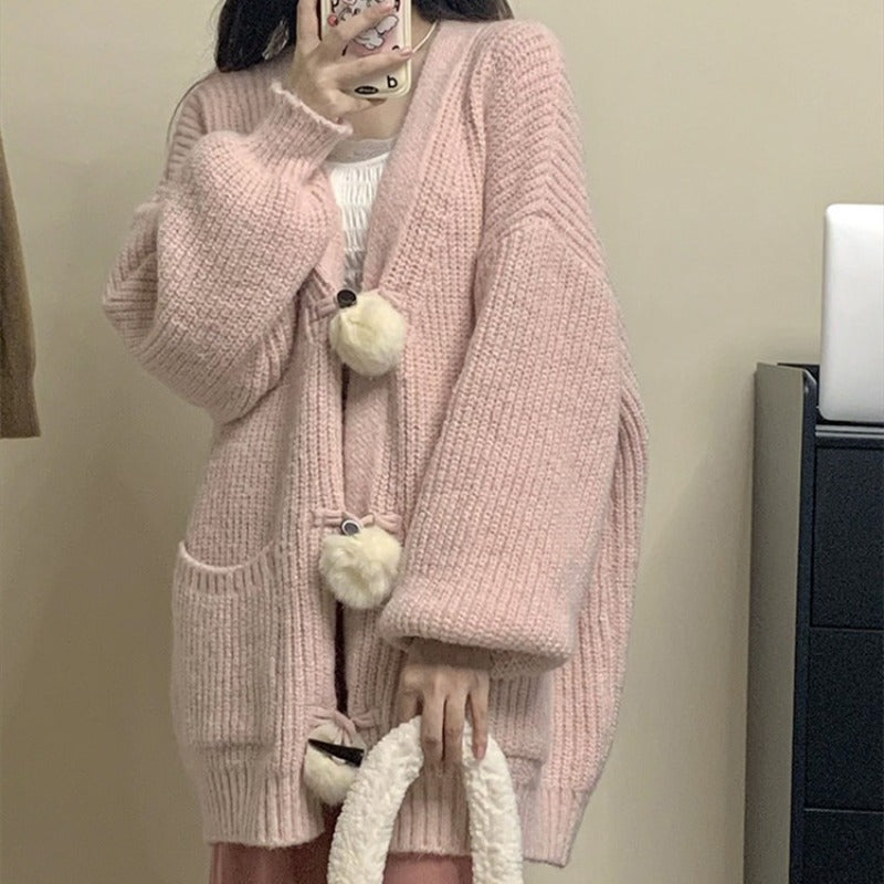 Women Knitwear Autumn and Winter Sweater Coat Loose Knitted Cardigan