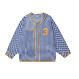 Unisex Jacket Baseball Clothing Jacket Men and Women Couple's Collarless Houndstooth Design Jacket