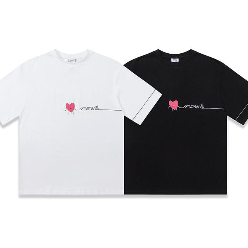 Vetements T Shirts VTM Werther Cute ECG Letter Printing Casual Loose Short Sleeves T-shirt
