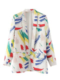 Women Suits Autumn and Winter Long Sleeve Printed Small Suit Jacket Coat