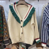 Women Knitwear Autumn and Winter V-neck Coat Loose Knitted Cardigan