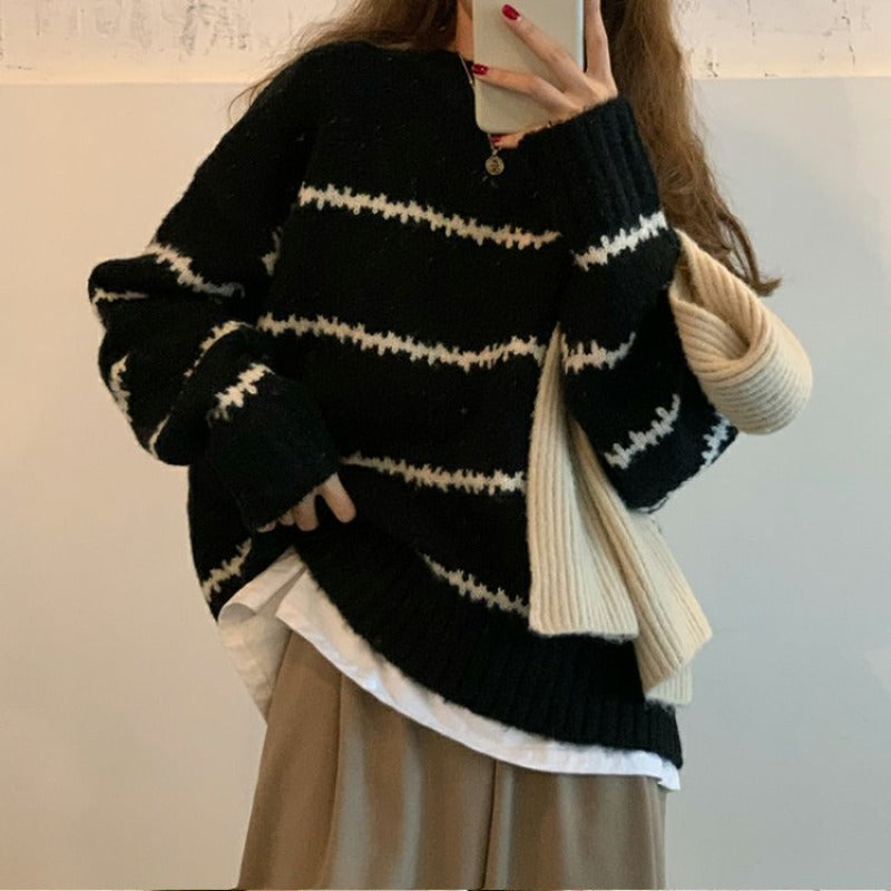 Women Knitwear Autumn Winter Sweater Loose Retro Casual Top