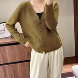 Women Knitwear Autumn and Winter V-neck Sweater Loose Knitted Cardigan