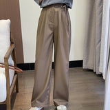 Women Sweatpants Spring and Autumn Loose Straight Casual Khaki Wide-Leg Pants