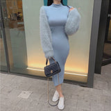 Women Dresses Summer Turtleneck Sleeveless Dress Slit Slim-Fitting Hip Skirt