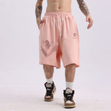 Men Shorts Hip Hop Heart Graffiti Sports Shorts Loose Wide Leg Pants