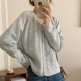 Women Knitted Cardigan Vintage Sweater Cardigan Loose Sweater Coat