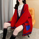 Women Knitwear Autumn and Winter V-neck Sweater Loose Sweater Coat