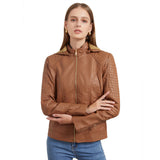 Red Leather Jacket Fleece-Lined Women's Leather Jacket Women's Hooded Autumn and Winter Short Coat Warm Leisure Women's Jacket