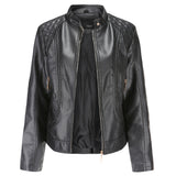 Red Leather Jacket Spring and Autumn Women's Leather Jacket Stand Collar PU Leather Women's Leather Jacket