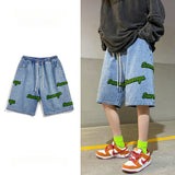 Men Jeans Flocking Denim Shorts Men's Summer Casual Cropped Pants