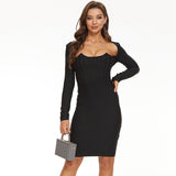 Harlem Night Attire Tube Top Bandage Pierced Black Hip-Wrapped Dress Dress