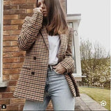 Women Suits Plaid Double Breasted Blazer Women Spring and Autumn Top