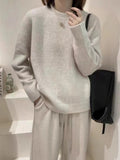 Women Knitted Pullover round Neck Pullover Sweater Loose Sweater