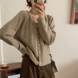 Women Knitted Cardigan Vintage Sweater Cardigan Loose Sweater Coat