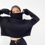 Women Sweater Knitwear Turtleneck Sweater Women's Autumn Striped Short Style Knitwear Women's Coat